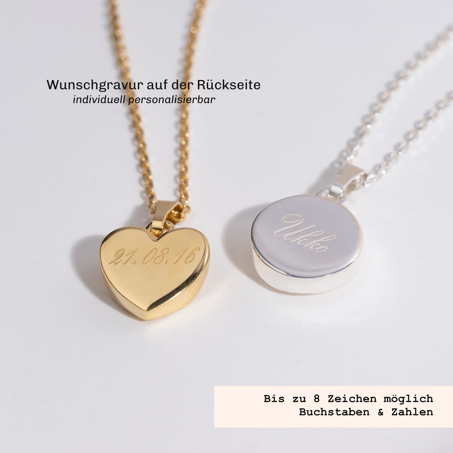 gravierte Kettenanhänger mit Datum oder Name
