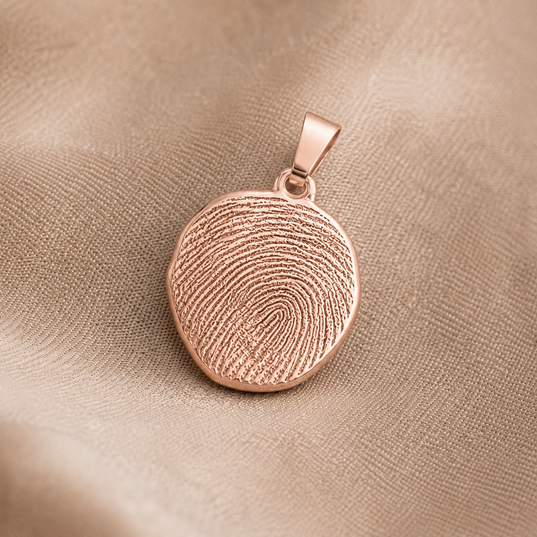 Fingerabdruck Anhänger natur rosegold mit Schlaufe