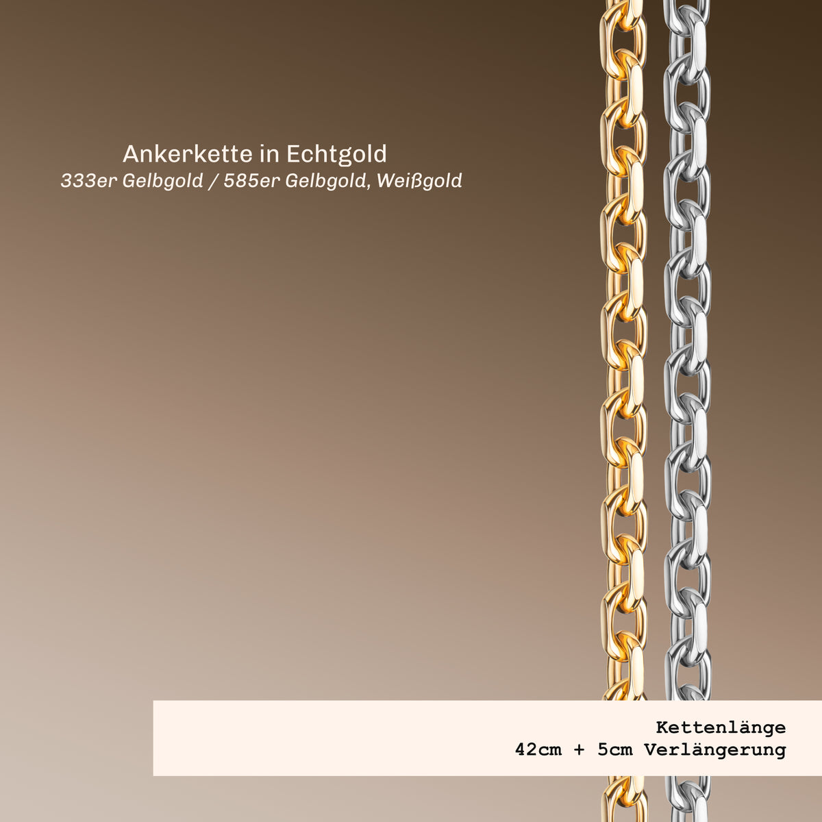 ankerkette in Gelbgold und Weißgold 