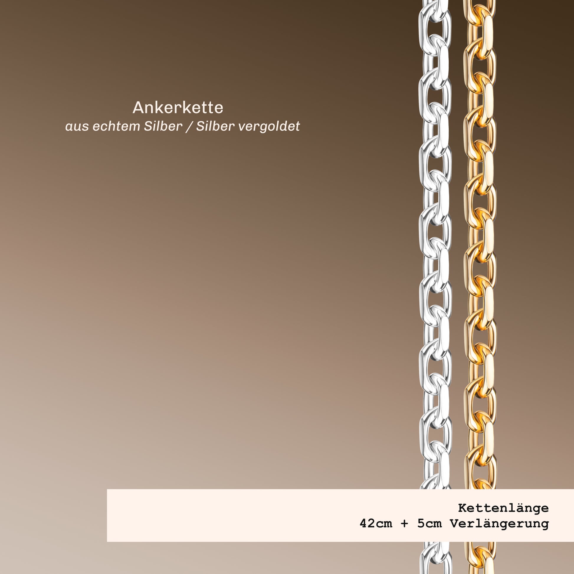 Ankerkette in Silber und Silber vergoldet 