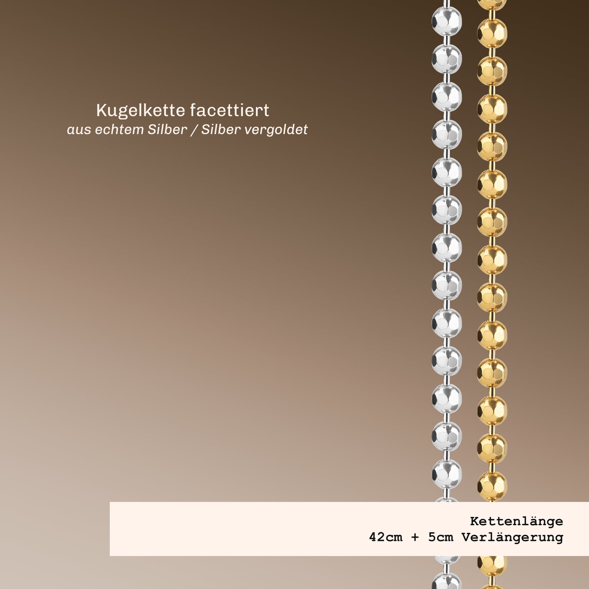 Kugelkette in Silber und Silber vergoldet 