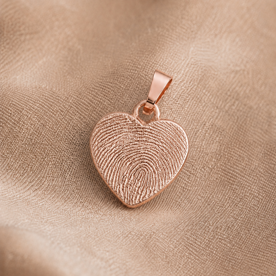 rosegold herzform Anhänger mit Fingerabdruck
